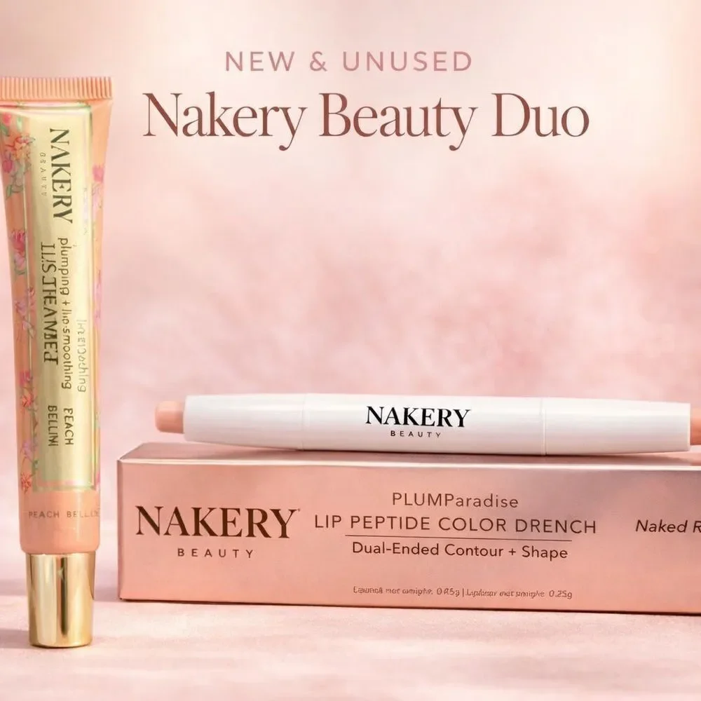Nakery Beauty Duo: Plumping Lip Treatment + Peptide Liner/Lipstick Combo, NEW